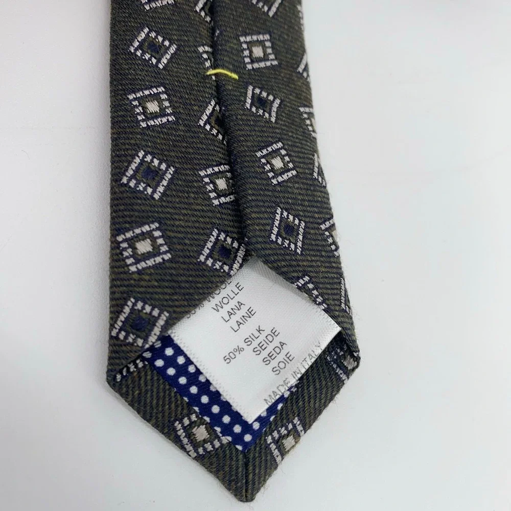 Eton Tie‎ Mens One Size Multi Patterned Wool Blend Luxury Necktie Italy Made NWT